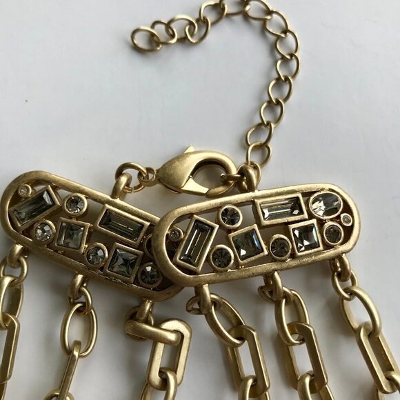 Statement Piece Necklace Costume Jewelry Brushed Gold tone, Taupe Gems  21"- 24" - Picture 8 of 16